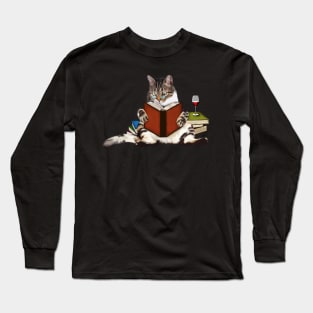 Cat Reading Book, Funnny Cat Lover Long Sleeve T-Shirt